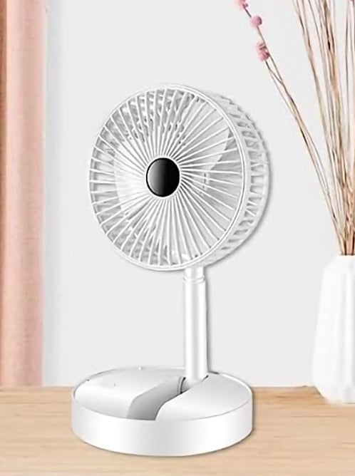 Table Fan (White), Portable Folding Fan, Rechargeable USB Type-C Fan, 3 Speed Battery